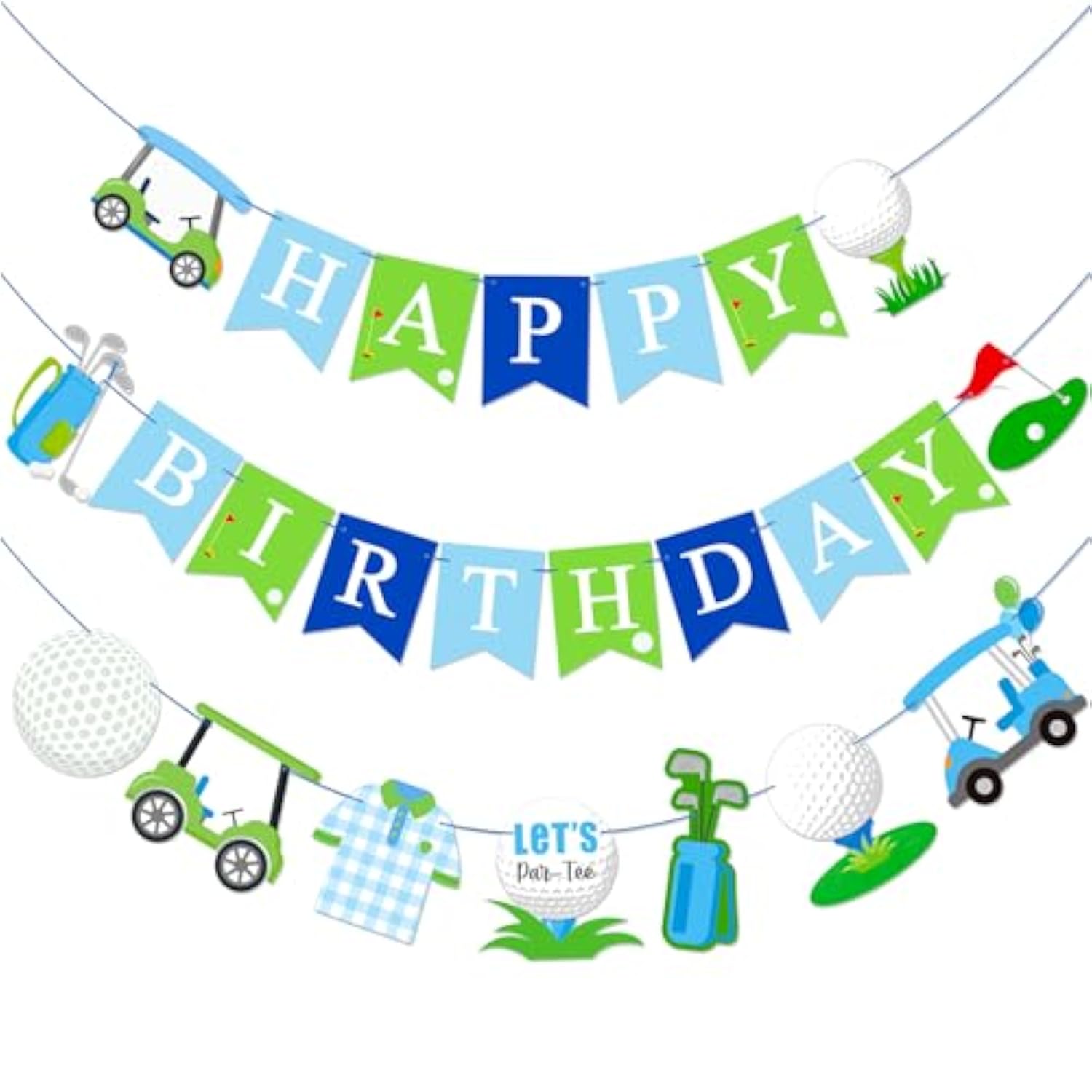 Golf Birthday Party Decorations 3Pcs Golf Happy Birthday Banners Let‘S Par-Tee Banner Decorations Golf Themed Birthday Party Supplies For Golf Sports Baby Shower Supplies