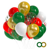 50 Pc Red Green Gold White Christmas Balloons 12 Inch for Party Decorations