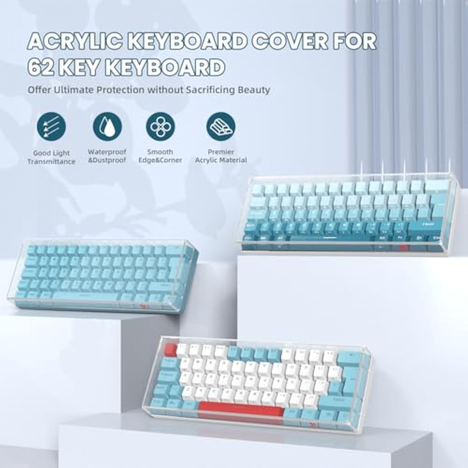 Kc01 Acrylic Clear Transparent Keyboard Cover(11.5*4.1*1.14’’) With Dustproof