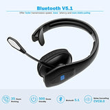 Noise Cancelling Bluetooth Headset V5.1, 35Hrs Hd Talktime Cvc8.0 Dual Mic Hands-Free Wireless Headset, Bluetooth Headphones With Mute Button For Cell Phones Business Home Office Trucker