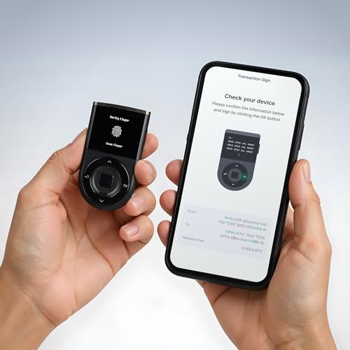 Hardware Wallet Biometric Cold Wallet For Crypto With Fingerprint Authentication | Secure Bluetooth Storage For Bitcoin, Ethereum, Xrp, Xdc, Solana, Stablecoins & More