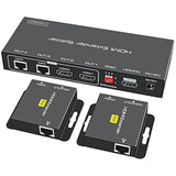 Hdmi Extender Splitter 1 In 2 Out Over Cat5E/6 Ethernet Adapter Up To 165Ft Hd