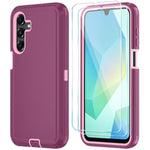 Phone Case For Samsung Galaxy A16 5G Case With Hd Screen Protector, Heavy Duty Shockproof & Dropproof 3-Layer Cover Phone Case For Galaxy A16,Wineredpink