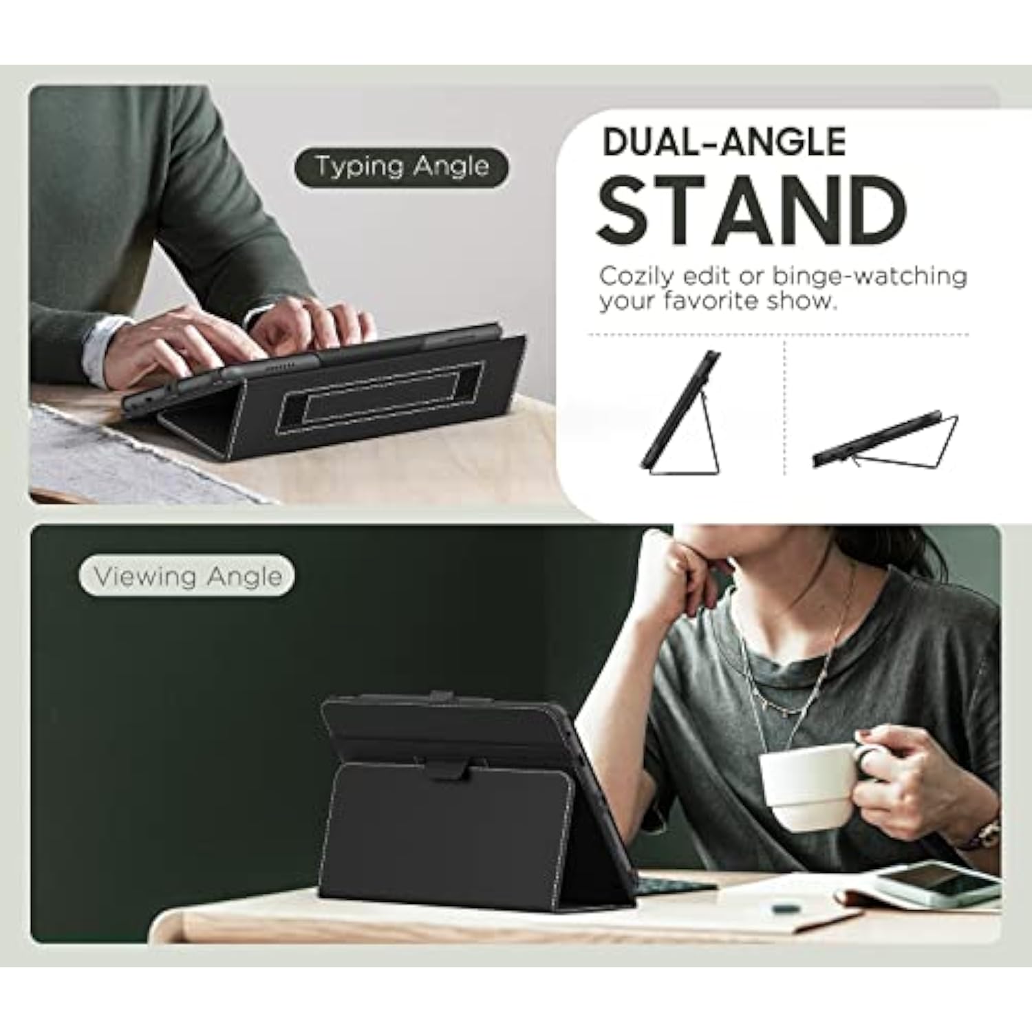 Moko Case Fits Amazon Kindle Fire Hd 8 & 8 Plus Tablet (12Th Generation/10Th Generation, 2024/2022/2020 Release) 8", Slim Folding Stand Cover With Auto Wake/Sleep, Black