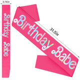 Birthday Babe Sash With Iridescent Foil, Hot Pink Birthday Sash For Girls, Birthday Gift For Women, Happy Birthday Sash For Official Teenager Sweet 16, 21St 30Th 40Th 50Th Or Any Other Bday Party