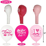 I Love You Mom Balloons Mother's Day Latex Balloons Decorations 12 Inch Mom Balloons for Mother's Themed Party Balloons For Party Supplies Arch Decorations Party Sets-12 PCS