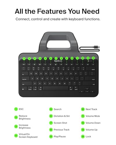B2B130 Wired Tablet Keyboard With Stand And Lightning Connector For Ipad