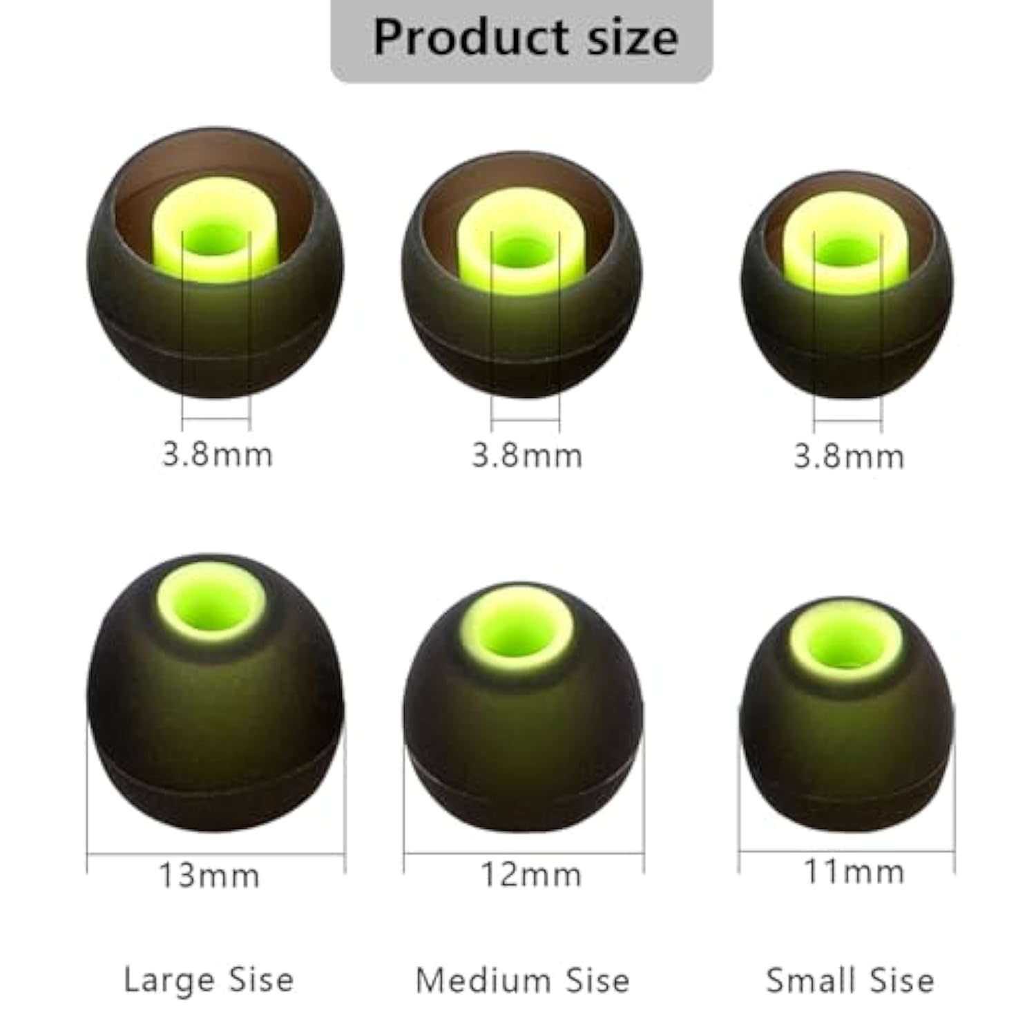 Silicone Replacement Earbud Tips Earbud Covers Ear Tips Fit For In-Ear Headphones (Inner Hole 3.8Mm -5.1Mm) Earbud Replacement Tips 9 Pairs