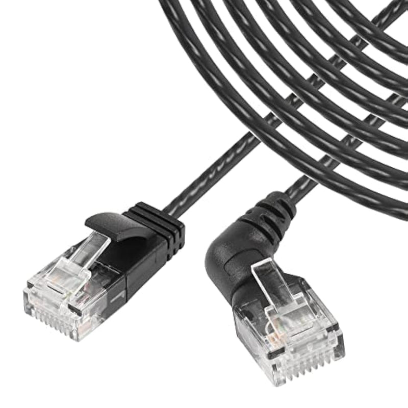 360° Rotation Cat6A Ethernet Cable,Straight To Right Angle High Speed 10Gbps 5