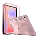 Fintie Shockproof Case For Samsung Galaxy Tab S10 Fe/ S9 Fe 5G 10.9 Inch/Tab S9 11 Inch, Tuatara Rugged Unibody Hybrid Full Protective Bumper Kickstand Cover Builtin Screen Protector, Rose Gold