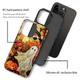Compatible With Iphone 16 Pro Max Case - Dual-Layer Protection, Hard Shell With Silicone Interior,Slim Scratch Resistant Shockproof For Woman Men - Stained Glass Halloween Ghost And Pumpkin