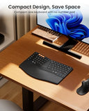 Bluetooth Ergonomic Keyboard, Ek04 Mini Compact Wireless Ergonomic Keyboard, Hard Palm Rest, Multi-Device, Split Design, Rechargeable, Compatible With Windows, Mac Os - Black
