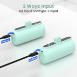 Portable Charger For Iphone, 5500Mah Plug In Ultra-Compact Power Bank Small Battery Pack Phone Charger Compatible With Iphone 14 13 12 Mini 11 Pro Max Xr X 6 7 Plus 5 Se Airpods-Green