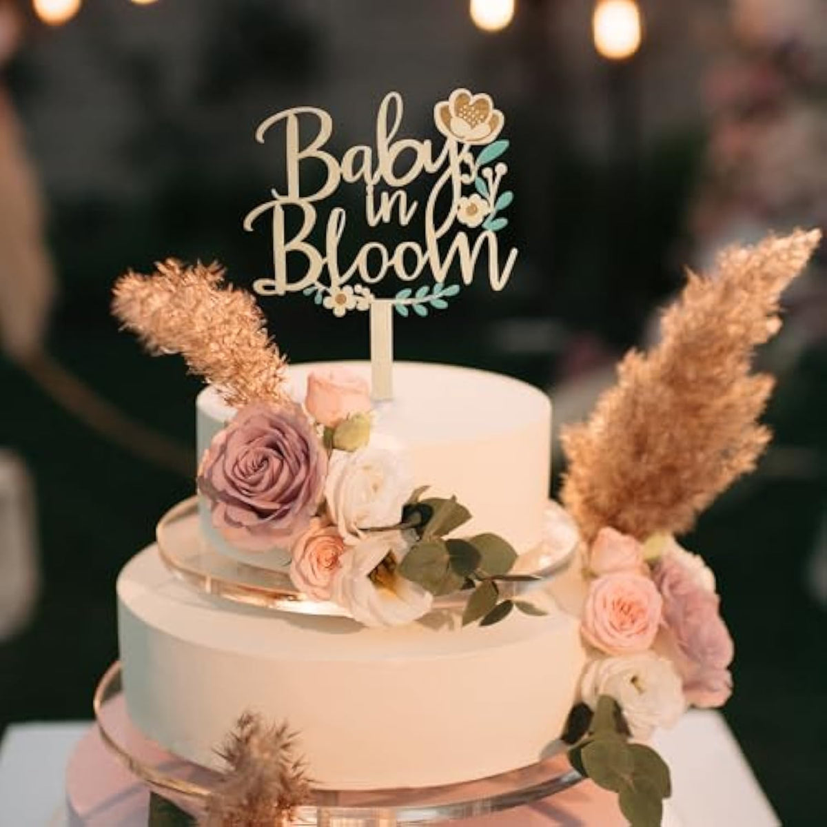 “Baby in Bloom” cake topper for baby shower party decoration