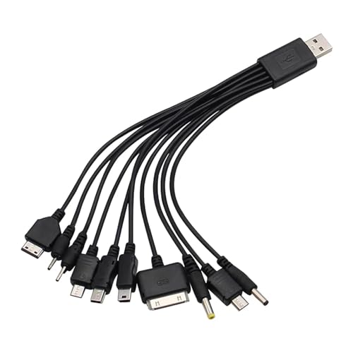 Black 20cm 10 in 1 Universal USB Cable, Multiple Universal Charging Cable for Cell Phones Blutooth Earphone Speaker Adapter, Data USB Cables Cables