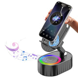 Wireless Induction Audio Bluetooth Speaker 5In1 Phone Holder Emergency Rechargeable (3000Mah) With Colorful Ambient Light 300° Foldable For Tablet Iphone Android, Gifts For Men Women (Black)