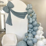 Dusty Baby Blue Balloon Arch Garland Kit,Ivory White Retro Blue Bow Balloons Garland Kit Long Balloon As Bow Decor For Boy Baby Bridal Shower Birthday Wedding Party Decorations