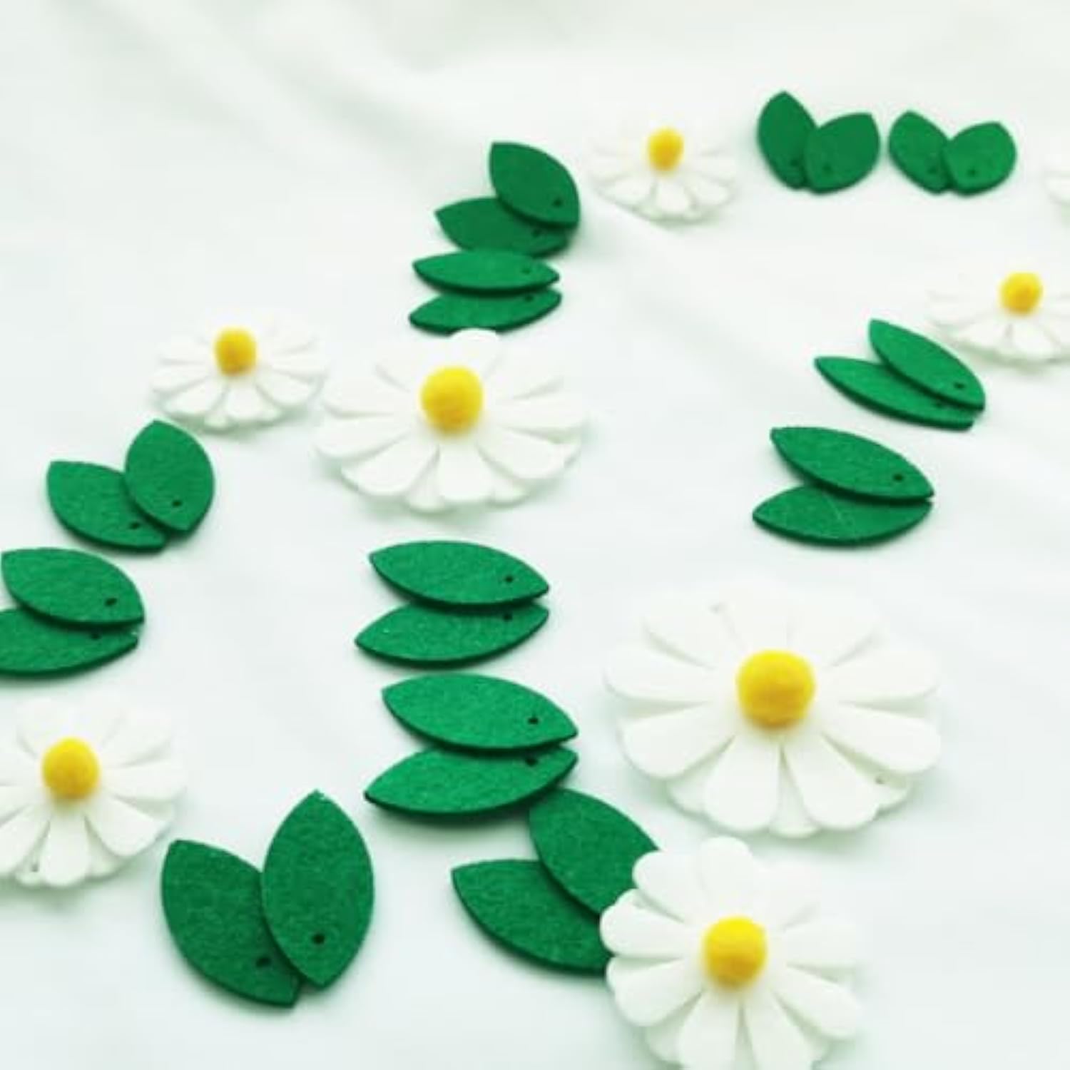 Felt Daisy Flower Garland,Spring Summer Flower Banner Decoration For Daisy Theme Birthday Party Or Baby Shower,Wedding Party?White?