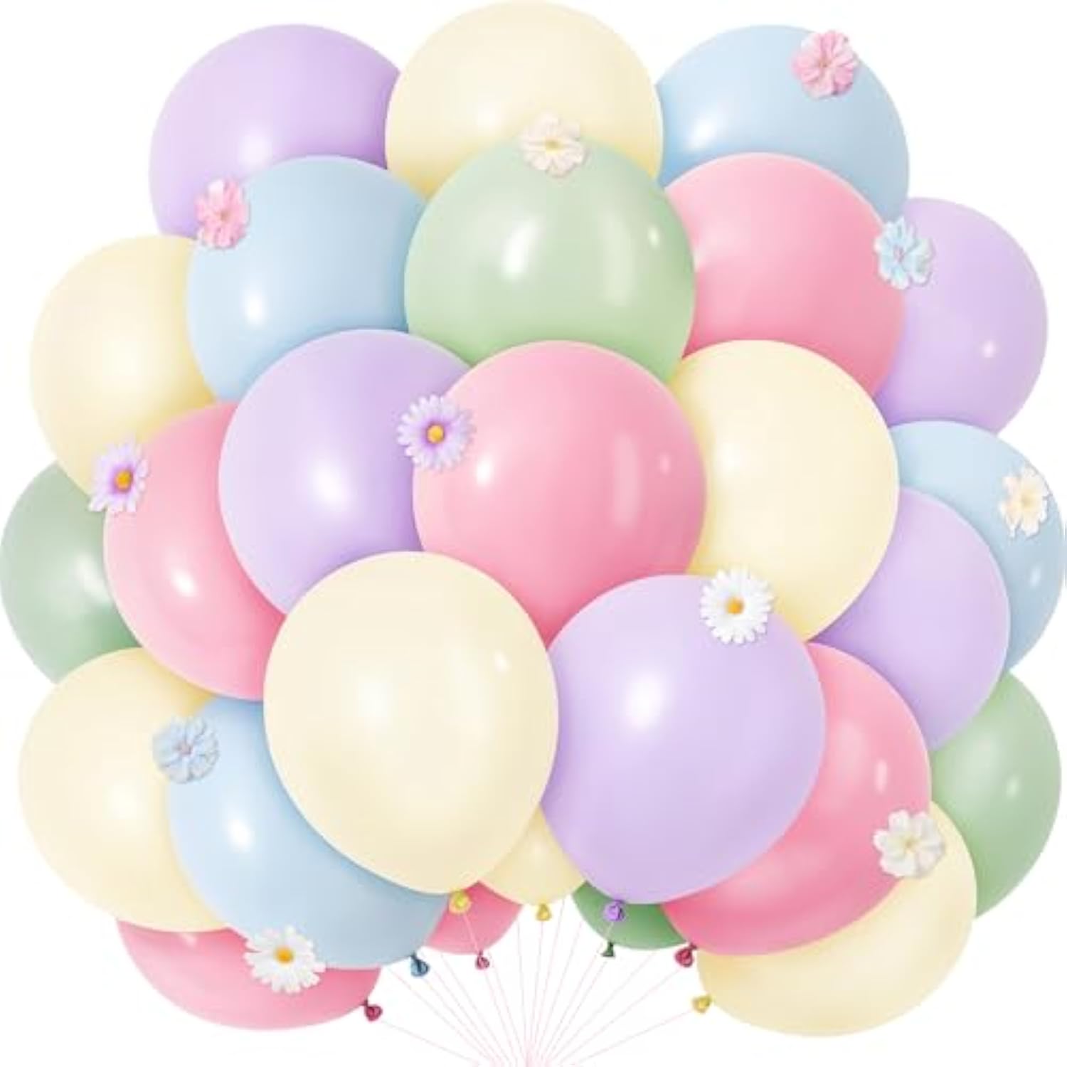 40 Pcs Wildflower Balloons, 12" Pastel Pink Purple Latex Flower Balloons For Wildflower Birthday Party Decorations, Spring Baby In Bloom Baby Shower, Bridal Shower, And 1St Birthday Decor