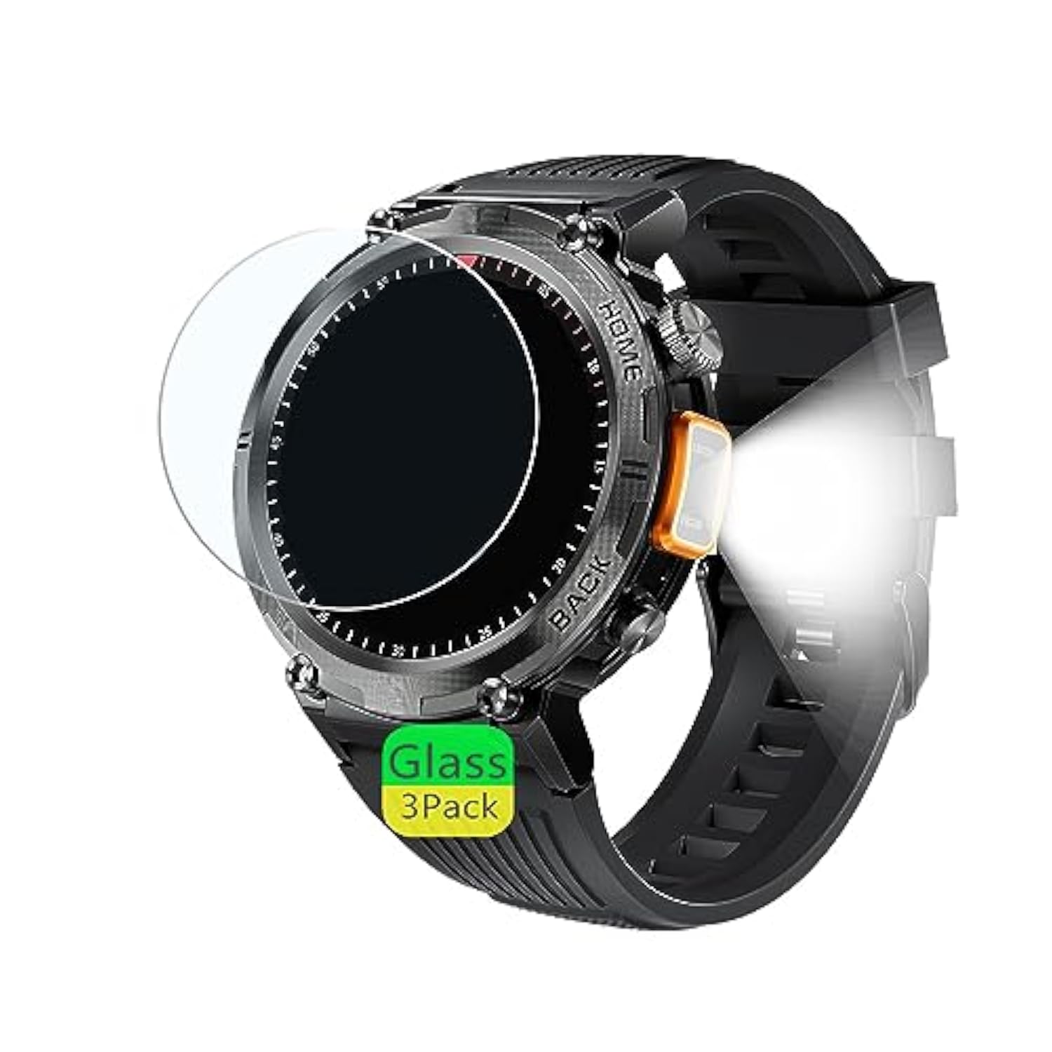 Screen Protector Compatible For Eigiis Ke3 Smart Watch 1.45" (3 Pack) Tempered Glass Film Compatible For Lanikar, Jelloo Ke5 Smartwatch For Men With Led Flashligh