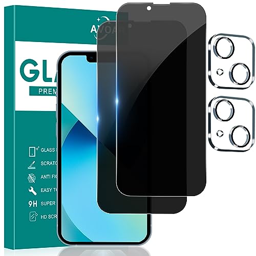 [2+2 Pack Privacy Screen Protector For Iphone 13 With Camera Lens Protector, 6.1 Inch Tempered Full Screen Glass Accessories, Anti-Spy, Bubble Free, Case Friendly