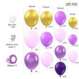Purple & Gold Balloon Garland Kit: 151-Piece Lavender, Lilac Party Decor