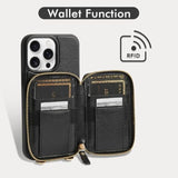 For 12 Pro Max Crossbody Wallet Case, Zipper Phone Case With Card Holder Wrist Strap For Women, Rfid Blocking Purse Cover For 12 Pro Max, 6.7 Inch, 2020-Black