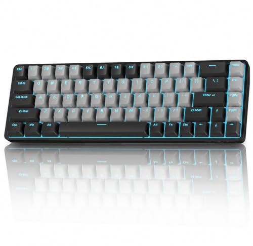 Tmkb T68 60% Wireless Mechanical Gaming Keyboard, Tri-Mode Bt5.0/2.4Ghz/Usb-C With Blue Switch, Rgb Backlight, Anti-Ghosting, Compact 68 Keys, Wired/Wireless, Black/Gray