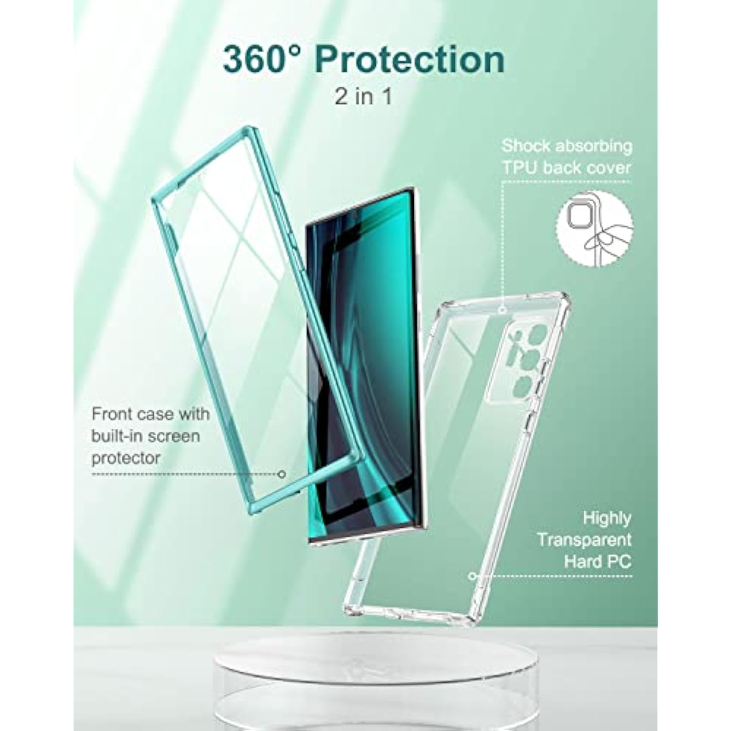 Clear Case For Samsung Galaxy Note 20 Ultra (Only) 6.9-Inch, [Built-In Screen Protector] Full Body Protection Bumper Shockproof Rugged Protective Phone Cover For 20 Ultra -(Green)