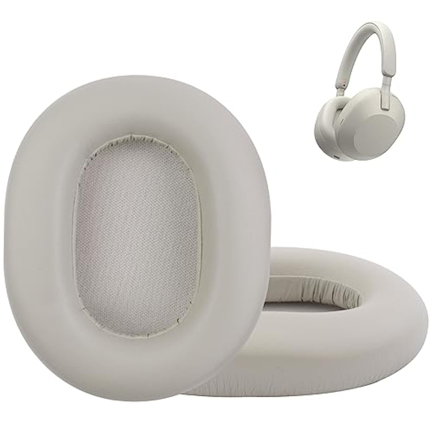 Wh-1000Xm5 Protein Leather Replacement Earpads For Sony Wh-1000Xm5 (Wh1000Xm5) Noise Canceling Headphones,Ear Pads Cushions With Noise Isolation Memory Foam(Beige)