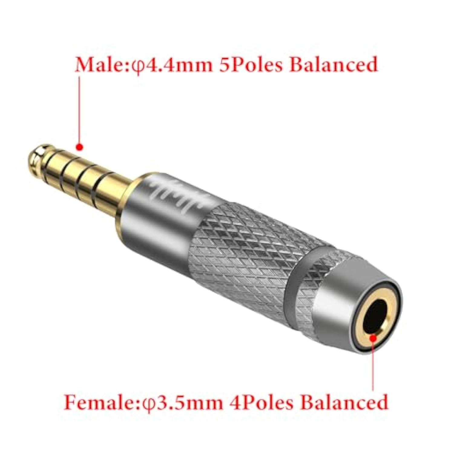 Geekria 4.4mm Male to 3.5mm Balanced Female Headphones Adapter for 3.5mm 4-Pole Cable Connected to Balanced 4.4mm Player Device, Aluminum Alloy Conversion Audio Plug, Gold Plated Adapter