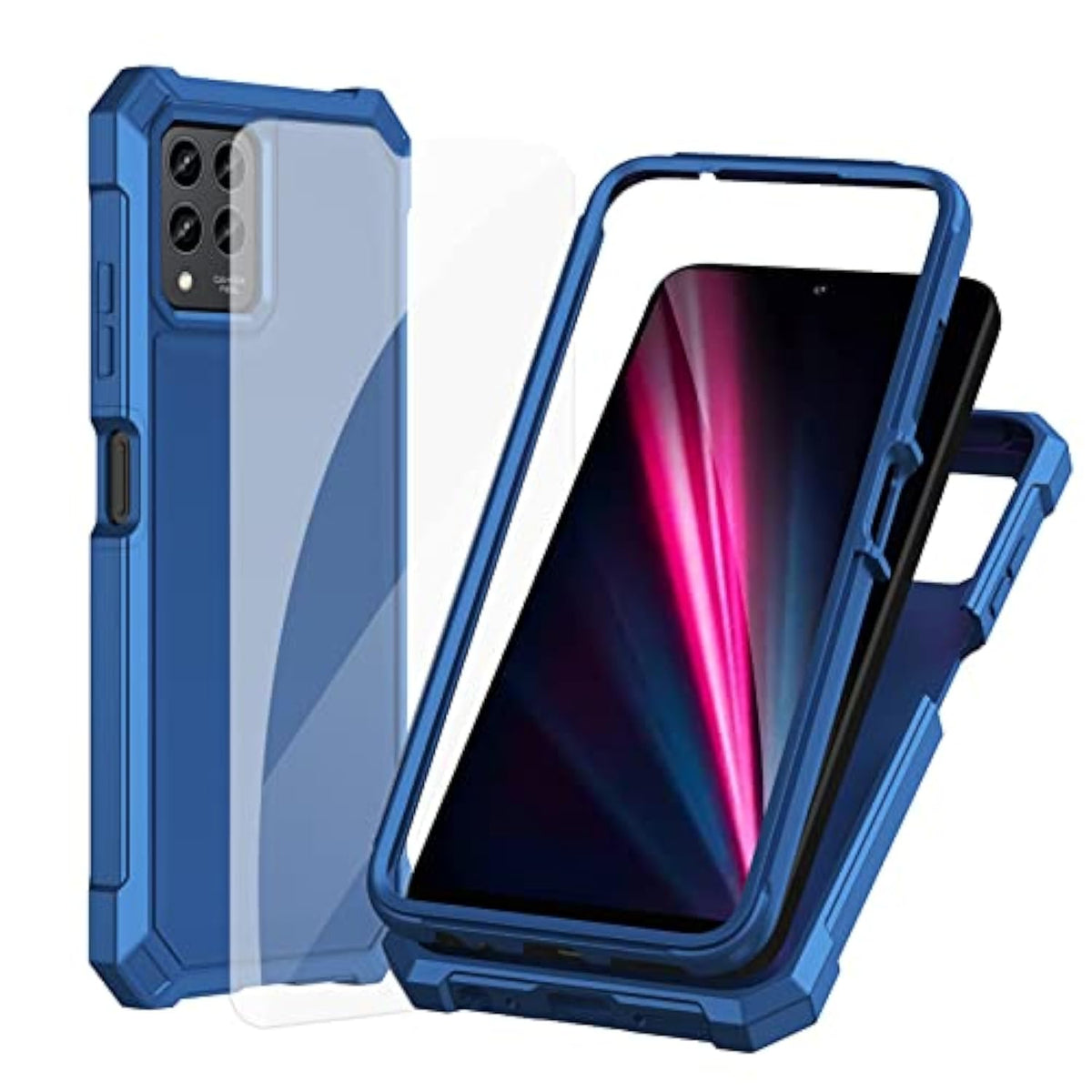 For T-Mobile Revvl 6 Pro 5G Case, Revvl 6X Pro 5G Phone Case With Screen Protector, 2 Layer Protection, Shockproof Corners Tpu Bumper, Heavy Duty Rugged Protective Cover-Blue