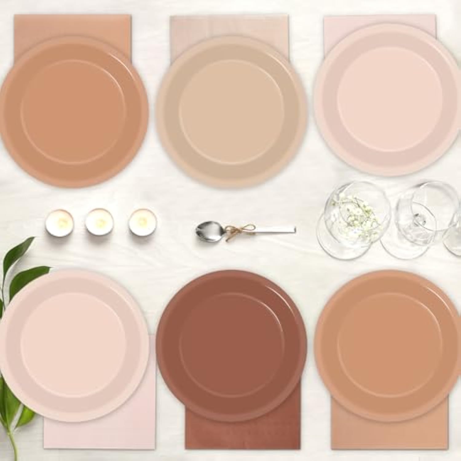 200PCS Boho Baby Shower Plates & Napkins Set for 25 Guests - Brown Gradient