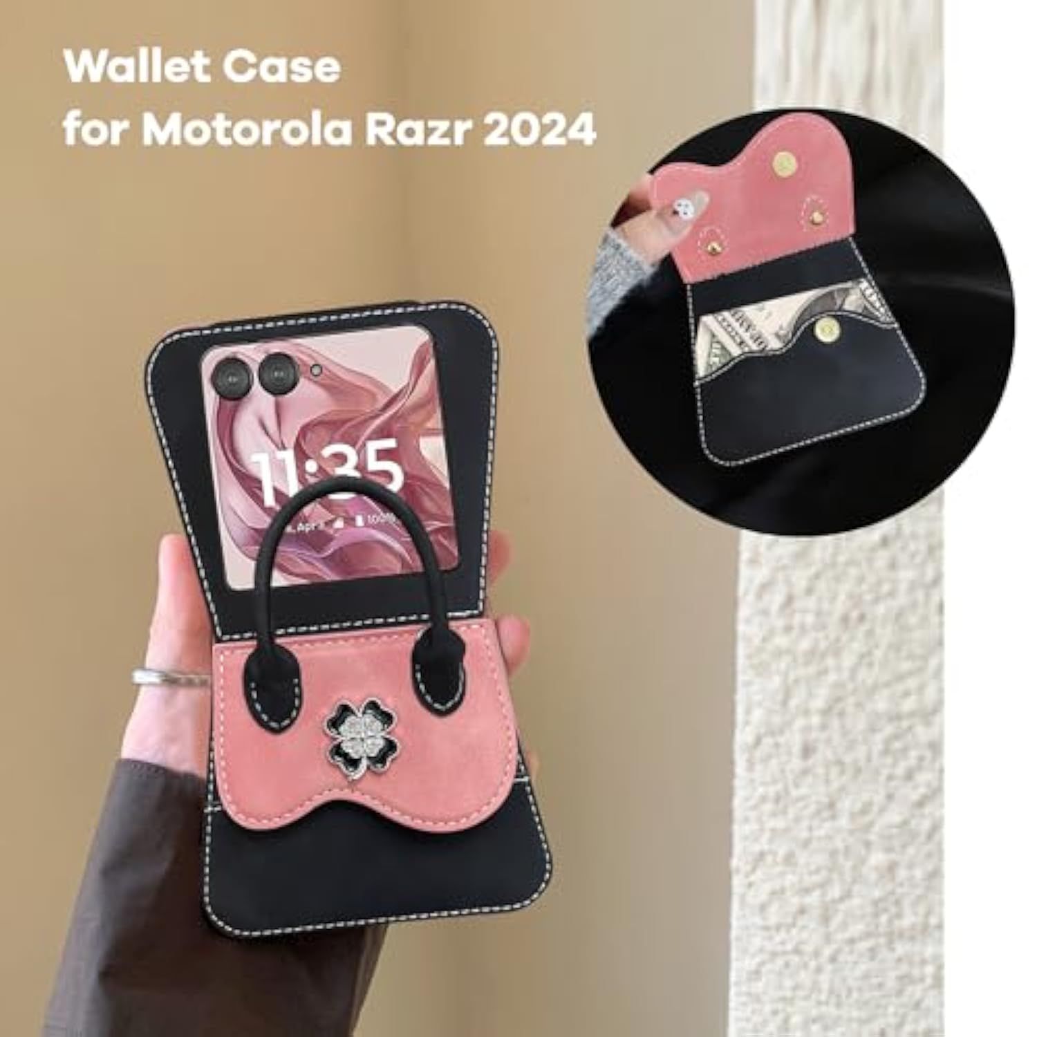 For Motorola Razr 2024/2025 Case Cute Shape, Stylish Design Razr 2024/2025 Phone Case For Women Girls, Shockproof Crossbody Case Compatible With Moto Razr 2024/2025 Black