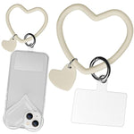Silicone Heart Loop Lanyard, Universal Phone Case Anchor With Key Chain Holder - Beige