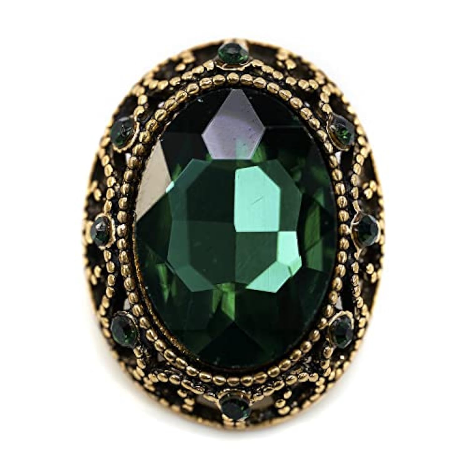 10 Pcs Whole Oval Cut Green Rhinestone Vintage Copper Hollow Metal Sha