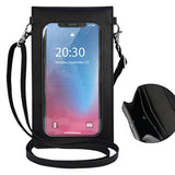 Black Leather Phone Purse 6.7in Touchscreen Crossbody Wallet Case