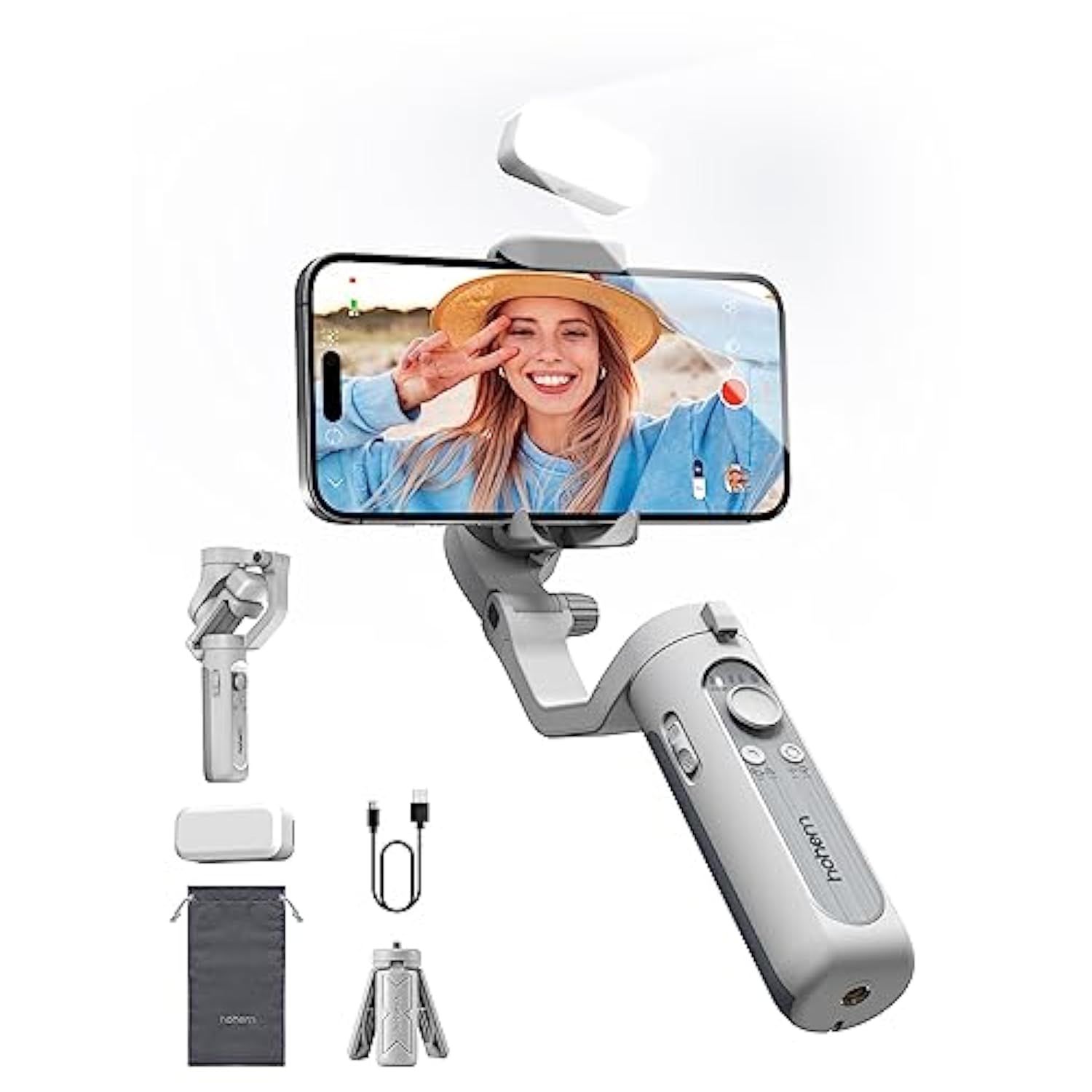 Hohem Isteady Xe Kit Gimbal Stabilizer For Smartphone, 3-Axis Phone Gimbal, Magnetic Fill Light, Portable And Foldable, Stabilizer For Iphone & Android, One-Key Inception, Gimbal For Video Recording