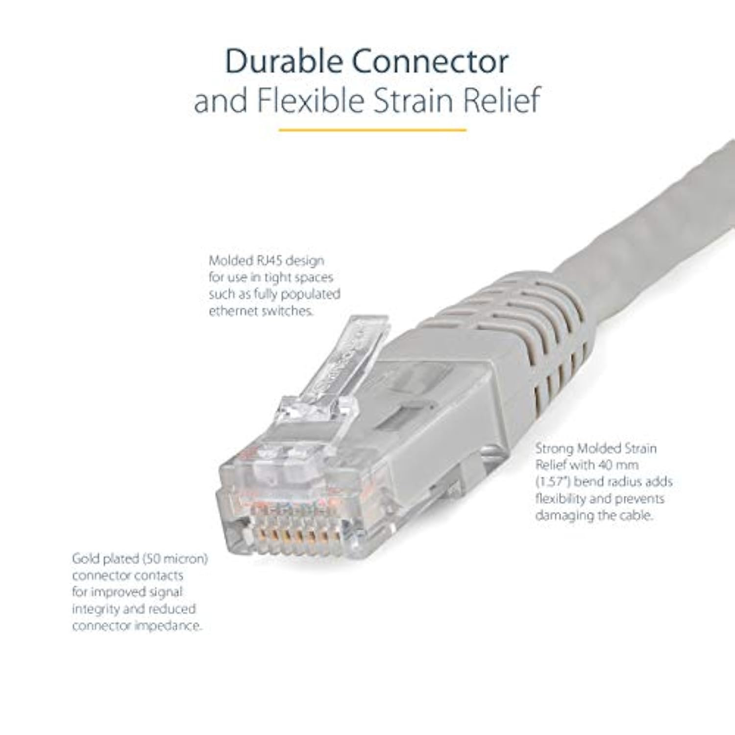 1Ft Cat6 Ethernet Cable - Gray Cat 6 Gigabit Ethernet Wire -650Mhz 100W Poe++