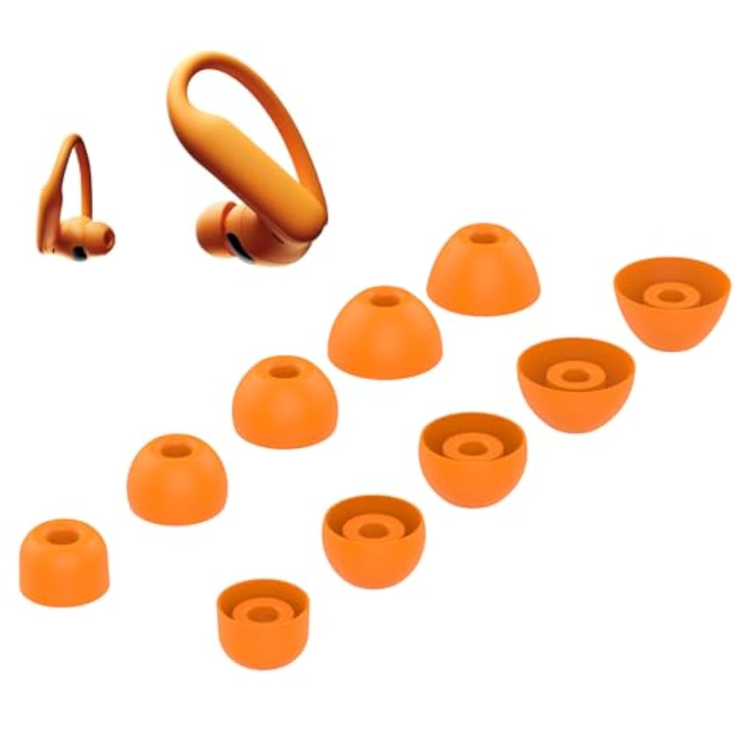 Replacement 5 Pairs Ear Tips Earbuds For Beats Powerbeats Pro 2/Powerbeats Pro Eartips Made Of Soft And Comfortable Silicone Material, Waterproof And Sweatproof (Electric Orange)