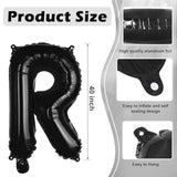 Black Letter R Balloons, 40 Inch Large Foil Letter Balloons, Custom Phrase Balloon For Birthday Party Wedding Anniversary Decoration (Black R)