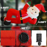 Christmas Inflatables Outdoor Decorations, 12Ft Long Inflatable Xmas Santa Claus, Lighted Blow Up Giant Lying Santa With