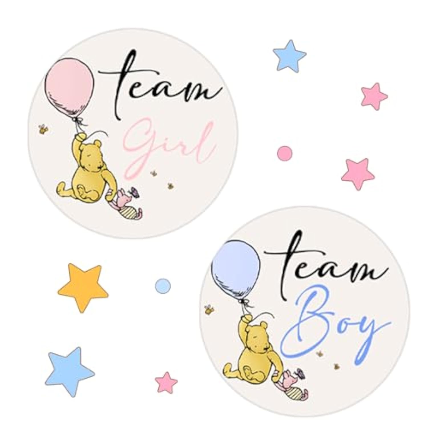 72Pcs Winnie Gender Reveal Stickers, Winnie Baby Shower Decoration, Gender Reveal Decor, The Pooh Sticker, Team Boy Or Girl Stickers, Games For Voting Game