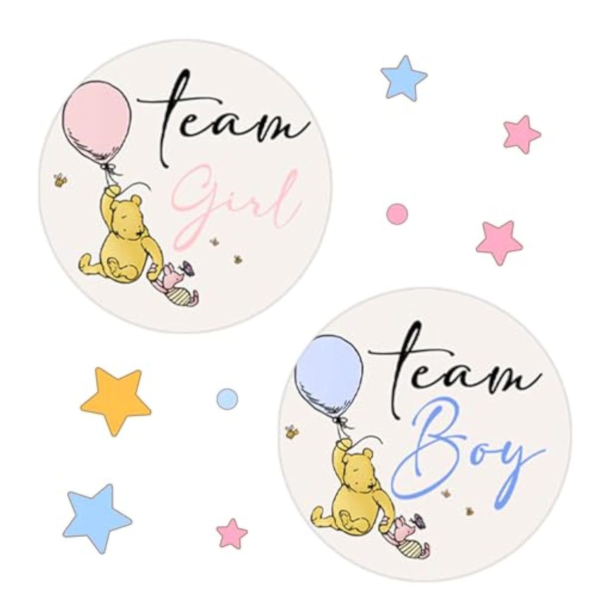 72Pcs Winnie Gender Reveal Stickers, Winnie Baby Shower Decoration, Gender Reveal Decor, The Pooh Sticker, Team Boy Or Girl Stickers, Games For Voting Game