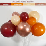 123PCS Fall Balloon Arch Kit with Burgundy Orange Nude Rose Gold Balloons for Thanksgiving