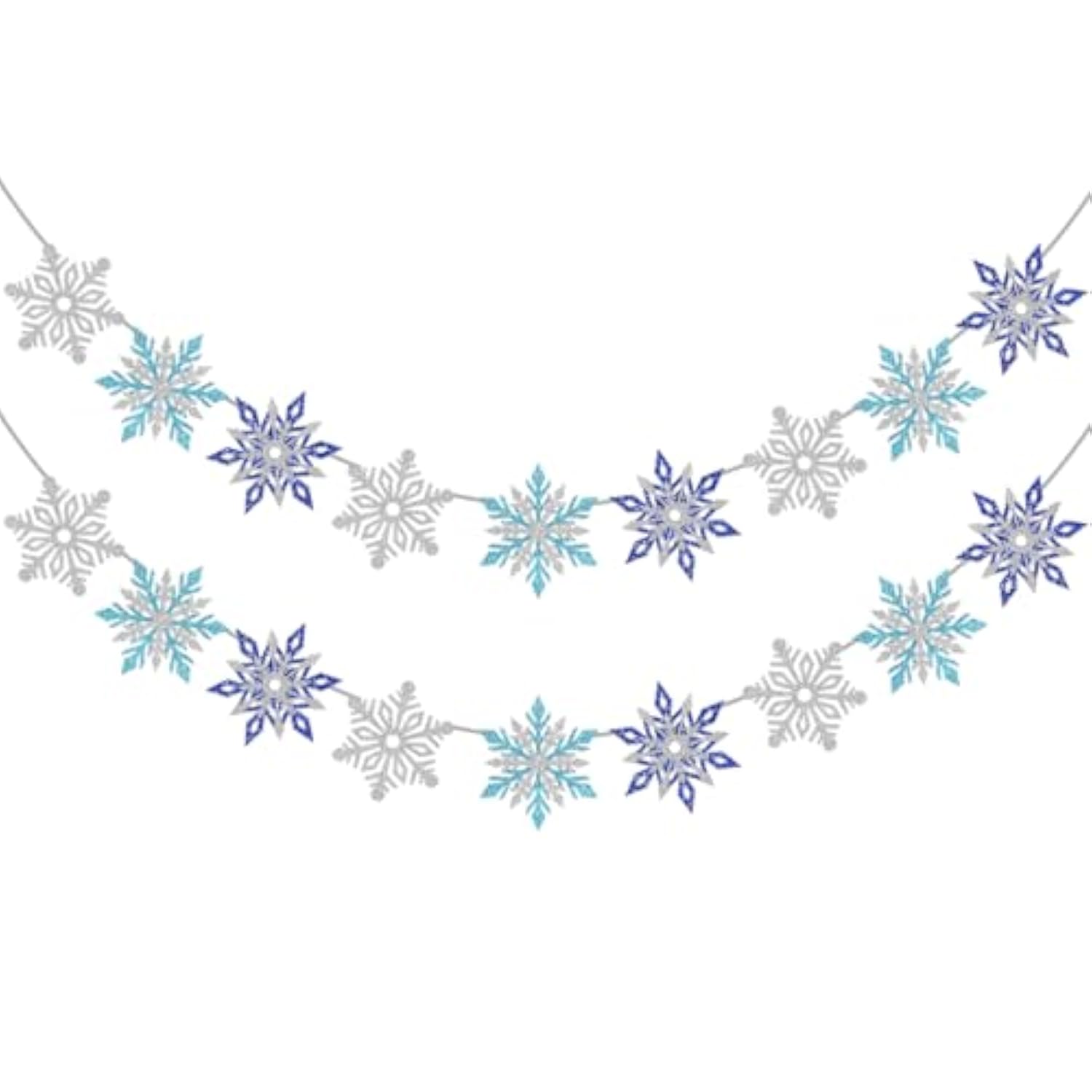 2pcs Silver Blue Snowflake Banner Winter Party & Christmas Decorations