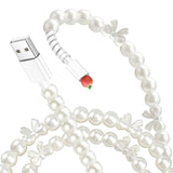For Iphone Charger Cord [Mfi Certified] Beaded Pearl Iphone Fast Charging Cable For Iphone 14 13 12 11 Plus Pro Max Cute Bowknots Phone Charger Cord Usb A To Iphone Cable 3.3Ft For Ipad 9Th 8Th 7Th