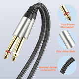 DTECH 5ft 3.5mm to 1/4 Adapter Audio Stereo Cable TRS 1/8 to Dual Quarter Inch TS 6.35mm Y Splitter Guitar AMP Aux Cord for Headphones Jack Laptop Speaker Phone Mixer