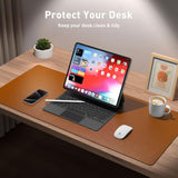 Leather Desk Pad Protector, Mouse Pad, Office Desk Mat, Non-Slip Pu Leather Desk Blotter, Laptop Desk Pad, Waterproof Desk Writing Pad For Office And Home (Brown,23.6" X 13.7")