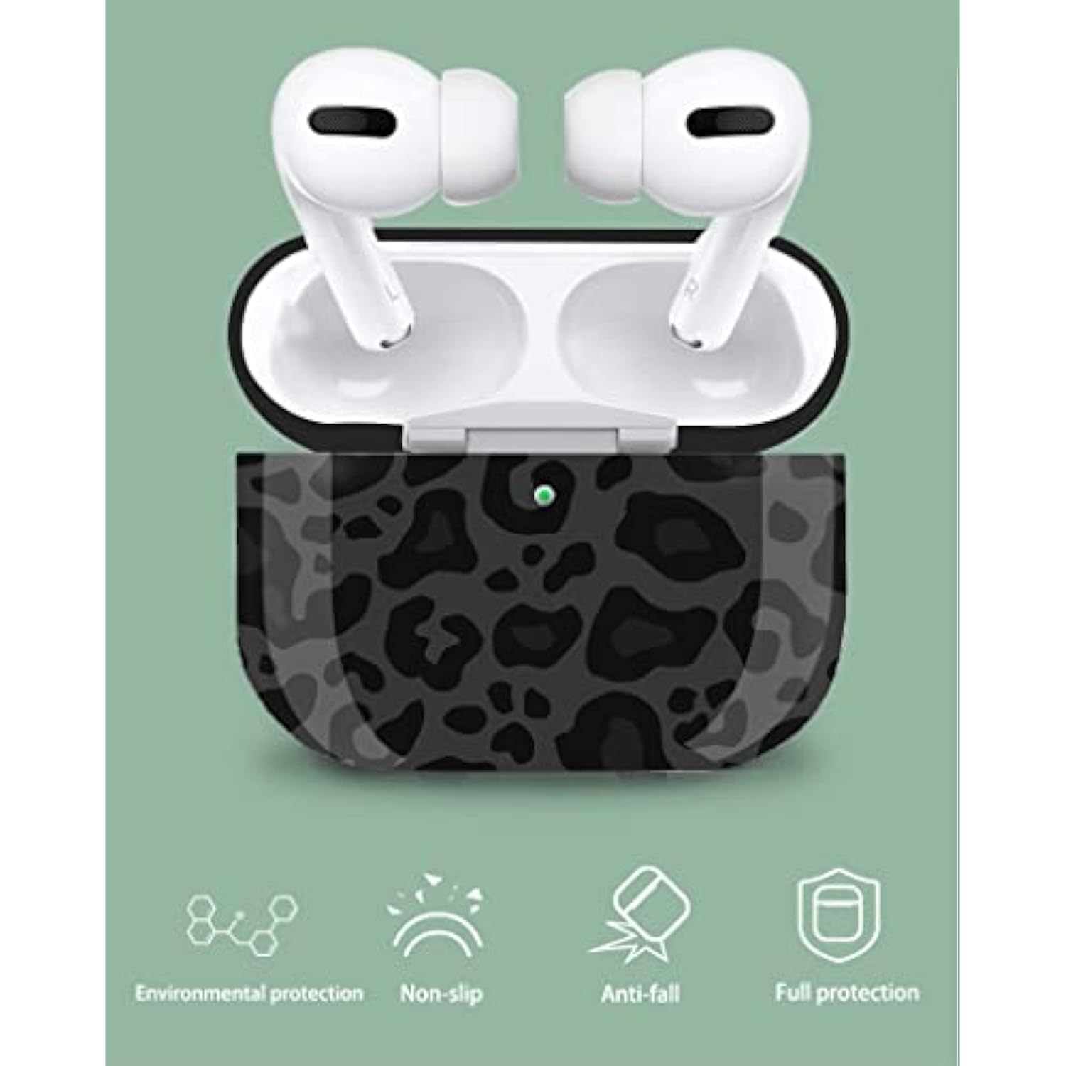 For Airpods Pro 2Nd/1St Generation Case Leopard 2019/2022/2023, Cute Air Pods Pro Protective Printed Cover Skin Women Girl For Apple Ipod Pro 2/1 Gen Case With Keychain - Black/Grey Leopard
